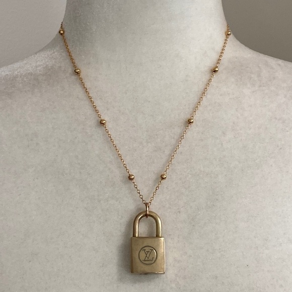 Louis Vuitton Lock Necklace Two Series #210 14K Gold Plated Chain - Picture 10 of 17